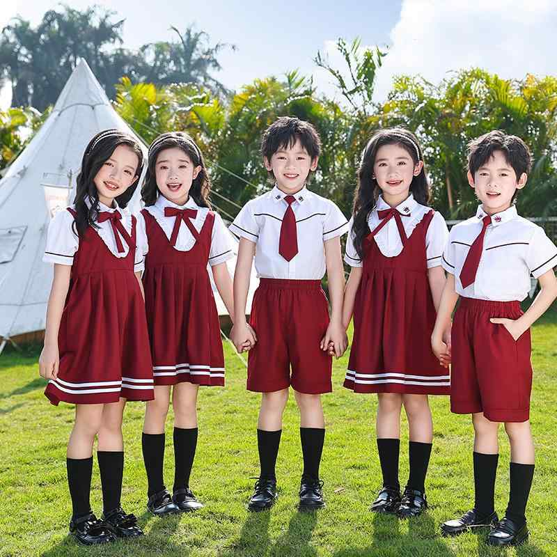 制服 キッズ 小学生 幼稚園 園児 男女兼用 夏物 英国風 ブリティッシュスタイル 半袖 スカート 綿 コットン セットアップ 卒業式 入学式 スクール ユニフォーム