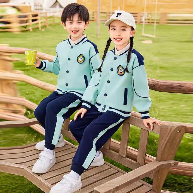 スクールウェア キッズ ジュニア 男女兼用 3点セット 学生服 制服 セットアップ 春秋 幼稚園 小学生向け 英国風 学院スタイル スポーツウェア コットン素材