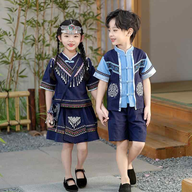 民族衣装 男の子 キッズ 漢服 唐装 少数民族 発表会 舞台 ダンス 幼稚園 イベント コットン セットアップ 柔らかな肌触り おしゃれ