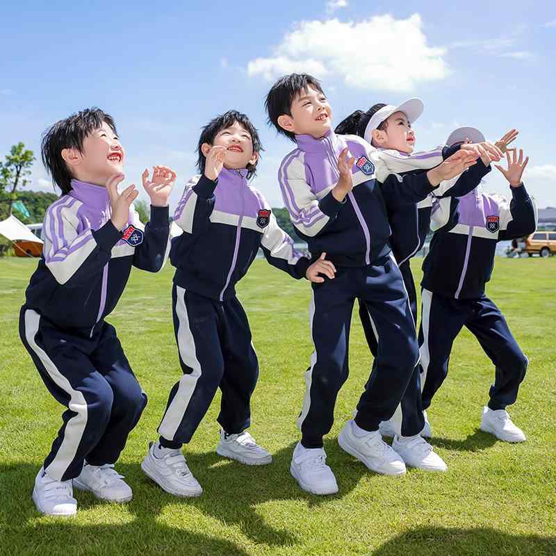 ジャージ セットアップ キッズ 小学生 幼稚園 男女兼用 英国風 学生服 スクールユニフォーム ベースボールウェア スポーツウェア 通学 カジュアル 春秋 綿 コットン 4点セット