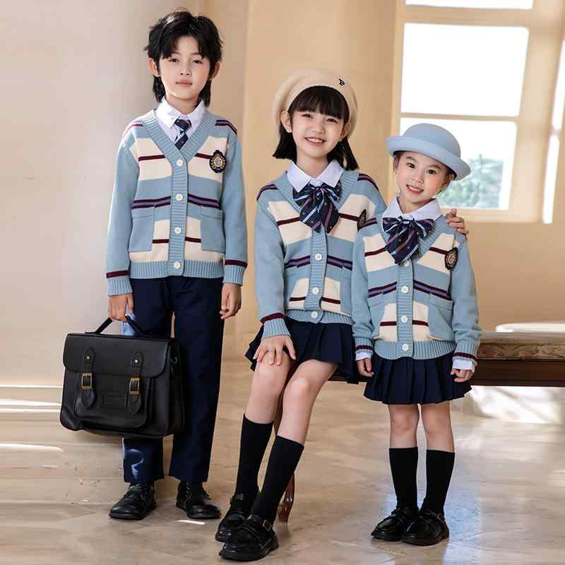 制服 キッズ ジュニア 英国風 セーター シャツ 3点セット 春秋 通学 スクール 発表会 合唱 衣装 入学式 卒業式 綿 コットン 柔らかい ソフト 男女兼用