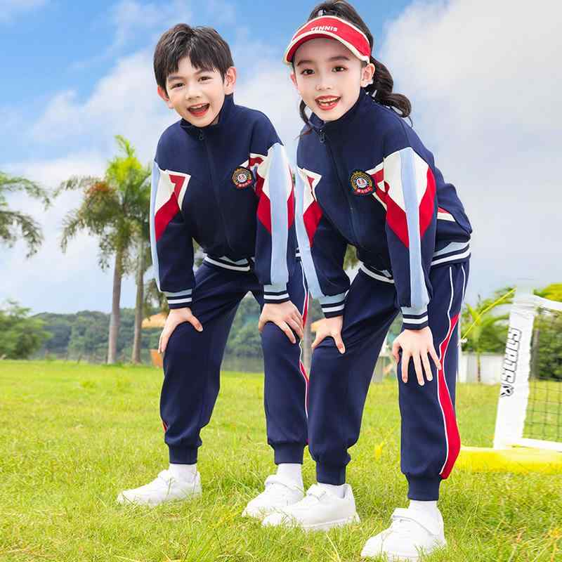 スポーツウェア キッズ 小学生 中学生 男女兼用 セットアップ ジャージ スクールユニフォーム 団体服 カジュアル 綿 春秋 ブリティッシュスタイル