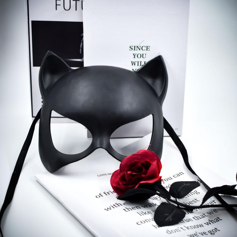 マスク レディース セクシー かわいい ウサギ キツネ ネコ 半顔 ブラック ハロウィン パーティー 仮装 コスプレ コスチューム 舞台 イベント 変装