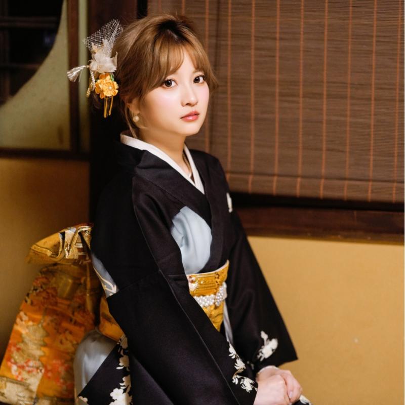 和服 着物 レディース 女性用 伝統的 フォーマル 正装 訪問着 黒留袖 結婚式 披露宴 慶事 ブラック 定位置プリント ポリエステル