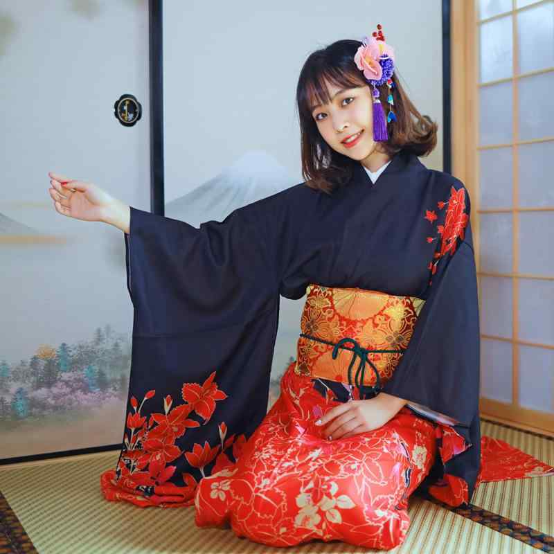 着物 レディース 振袖 お召しもの フォーマル 礼装 ポリエステル シワになりにくい 否鉄 黒いこと 言い慣わし柄 名文柄 花柄 通年