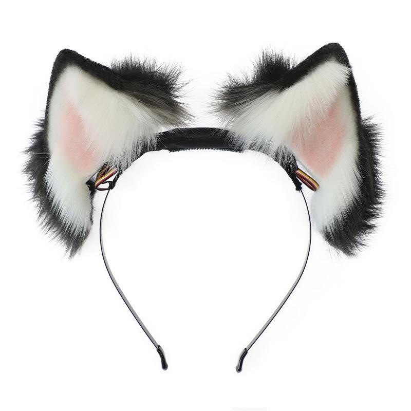 ヘアアクセサリー ユニセックス 電動 猫耳 カチューシャ 充電式 可動 取り外し可能 リアル フェイクファー ぬいぐるみ ヘッドバンド コスプレ 仮装 パーティー イベント