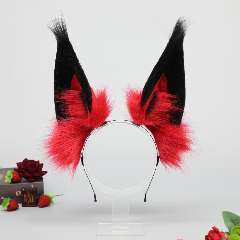 カチューシャ 男女兼用 アラストル 悪魔の耳 デビルイヤー コスプレ 小道具 手作り ヘアアクセサリー レッド ブラック ダークテイスト キャラクター イベントアイテム