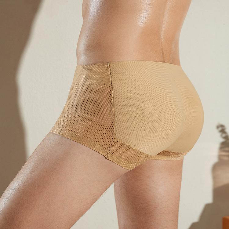 ボクサーパンツ 男性用 ヒップアップ 美尻 パッド入り ローライズ 通気性 ナイロン素材 綿混インナー 日常使い