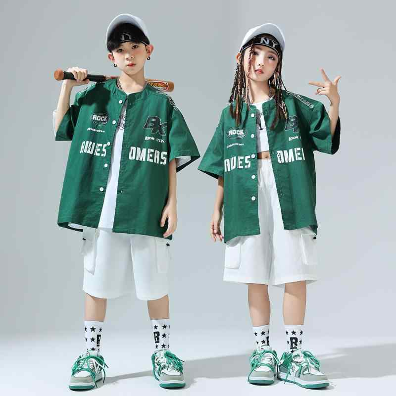 キッズ 社交ダンス御召しもの お坊っちゃん お嬢さん 御居処跳ねる ズージャー 表どおり社交ダンス 綿織物 半袖ティーシャツ 貯蔵タンクとっ始め 遊撃手ズボン下 書き割り 緑 白 英字 刷り上げる 大学生 倶楽部 引きくらべる