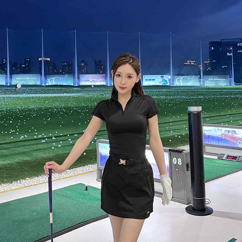 ゴルフウェア レディース 半袖 トップス 接触冷感 スリム フィット プリーツ スカート 速乾 春夏|花りぼん