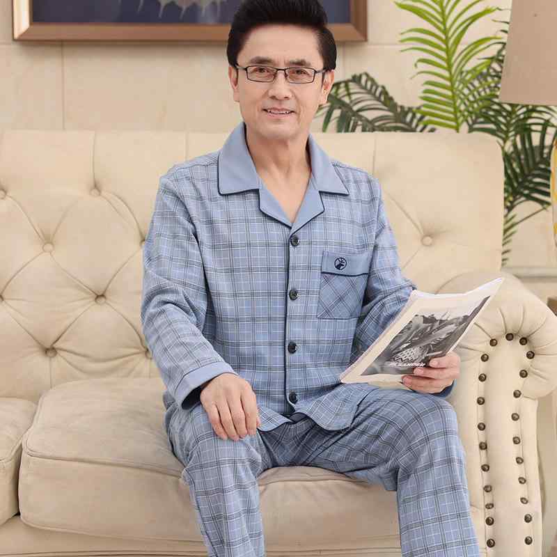 パジャマ メンズ 中高年男性 お父さん 長袖 春秋 綿 コットン ニット 大きいサイズ ビッグサイズ チェック柄 格子柄 ルームウェア 部屋着 セットアップ 上下セット 襟付き ロングパンツ 通気性 快適 カジュアル おうち時間 ワンマイルウェア