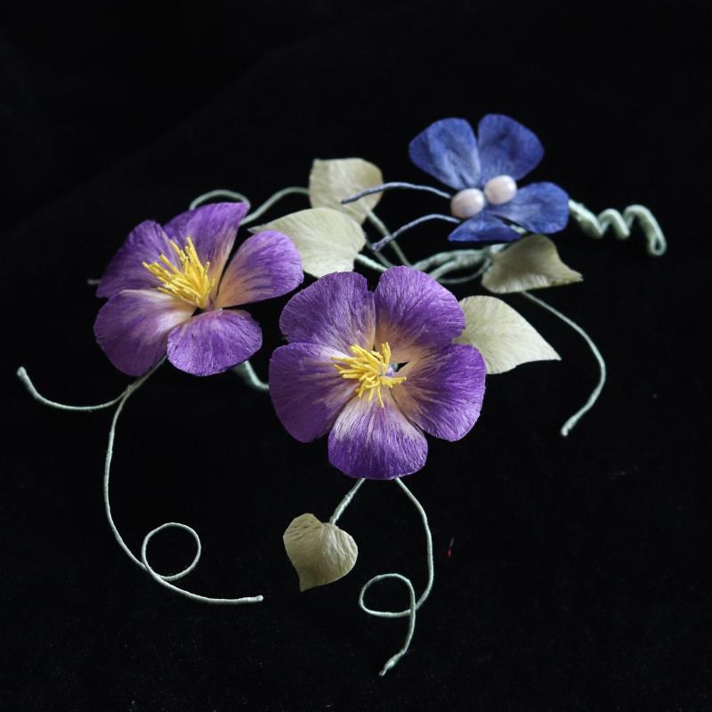 簪 絨花 絹 朝顔 花 伝統工芸 古風 レトロ しなやか 髪飾り チャイナドレス 漢服 和装 エレガント 普段使い ヘアアクセサリー