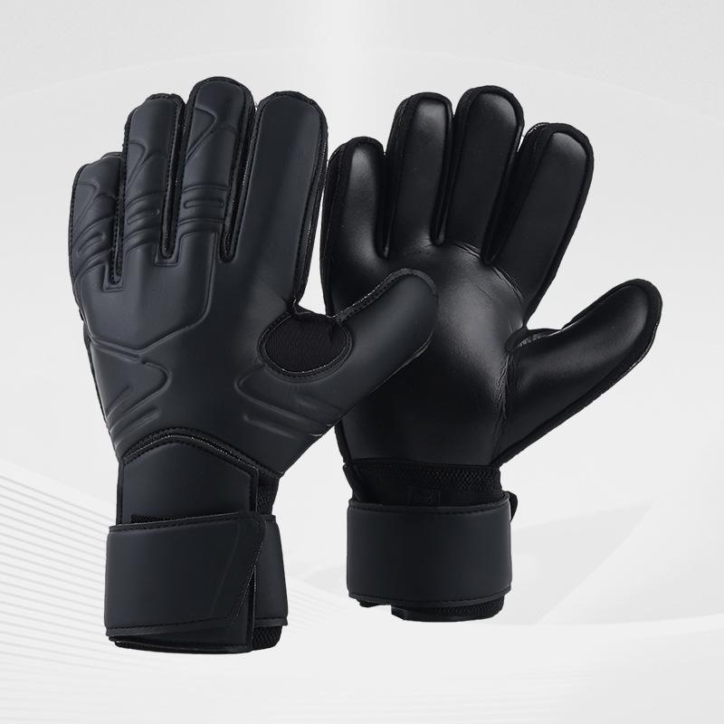 サッカー ゴールキーパーグローブ ジュニア 大人用 ラテックス 指保護 フィンガーガード 衝撃吸収 怪我防止 トレーニング 練習用 ブラック