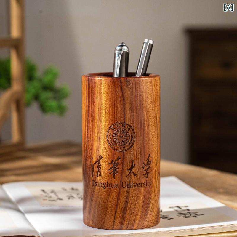 ペン立て 円形 丸型 酸枝木 ローズウッド 無垢材 木製 卓上 デスク収納 高級感 上品 おしゃれ クラシック レトロ 書斎 オフィス 小物入れ 置物 文具収納 筆筒 ギフト 記念品 贈答品
