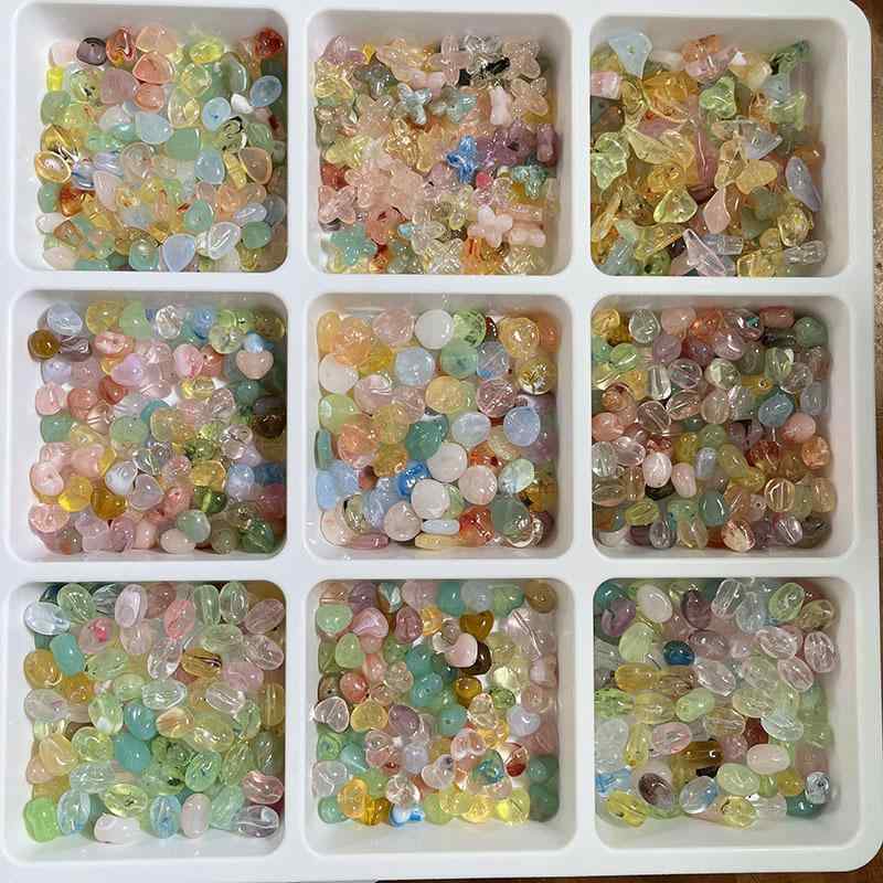 アクセサリーパーツ アクリル 模造水晶 玉石 瑪瑙 バロック さざれ石 ビーズ DIY 手芸材料 ブレスレット ネックレス ハンドメイド 春夏 ピンク ブルー パープル イエロー 琥珀色