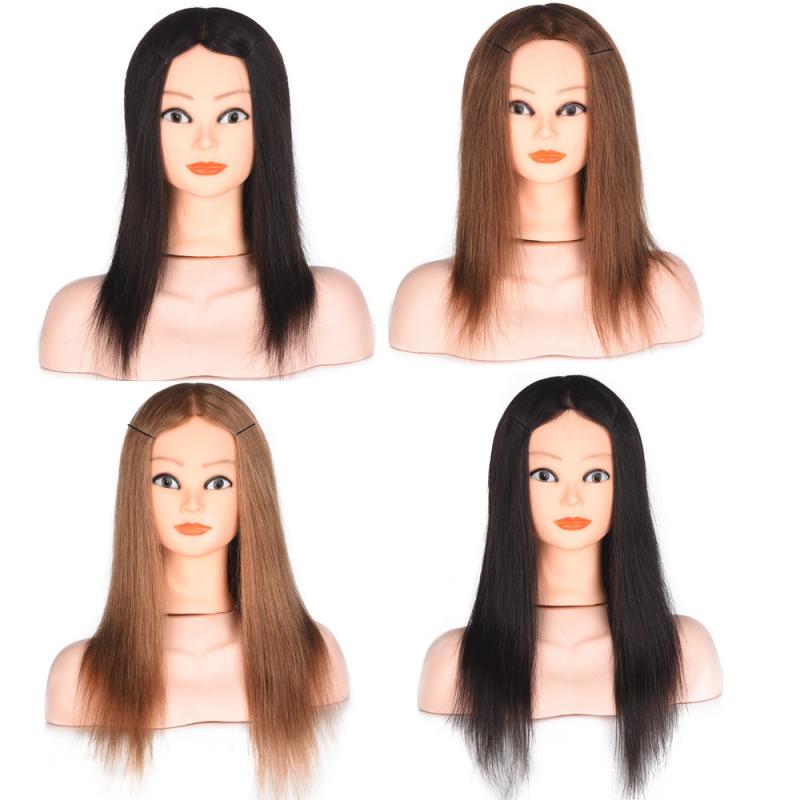 美容師練習用 マネキンヘッド 人毛 100% カット ブロー パーマ カラーリング 実習用 ウィッグヘッド ヘアーマネキン 中長髪 ストレート 前髪あり 美容学校 教材 国家試験対策