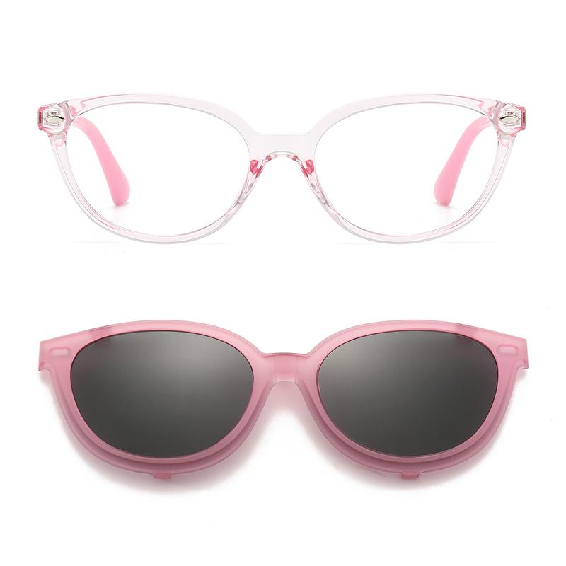 サングラス キッズ 男の子 女の子 子供用 クリップオン 偏光レンズ ブルーライトカット 両用 度なし UV400 TACレンズ TR90フレーム 楕円形 ブラック ダークブルー グレー ピンク パープル ライトブルー アウトドア 旅行 普段使い 春夏