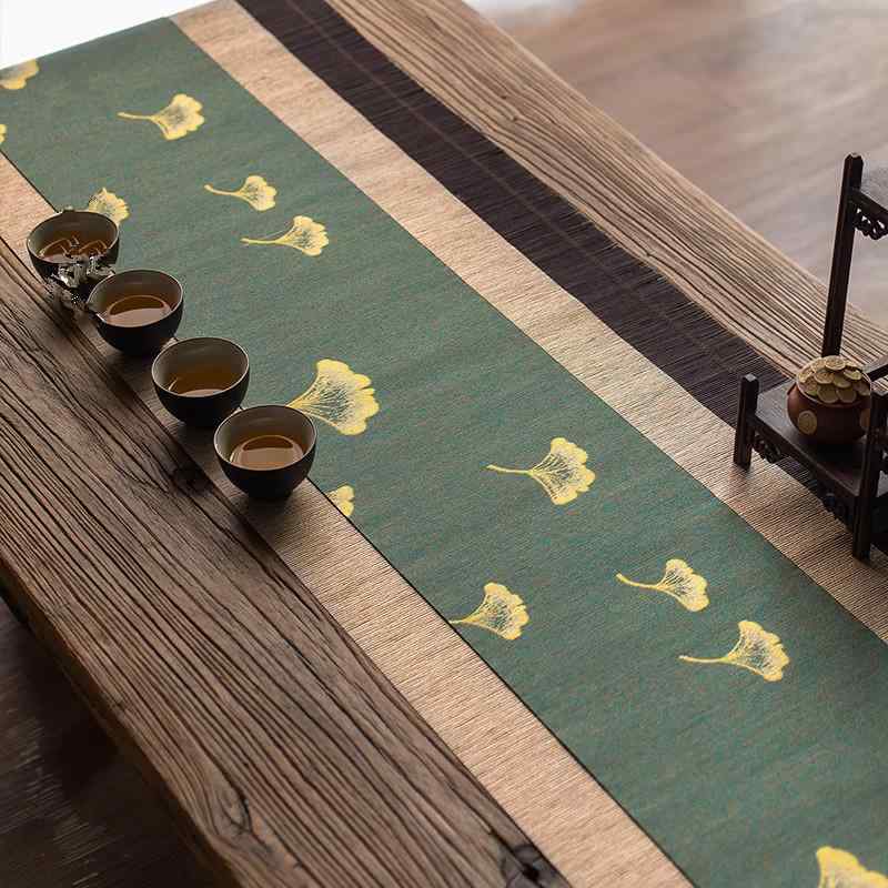 テーブルランナー 和風 防水 繊維 麻 リネン 茶席 ティーマット 茶道 茶道具 和モダン インテリア ダイニング リビング 食卓飾り