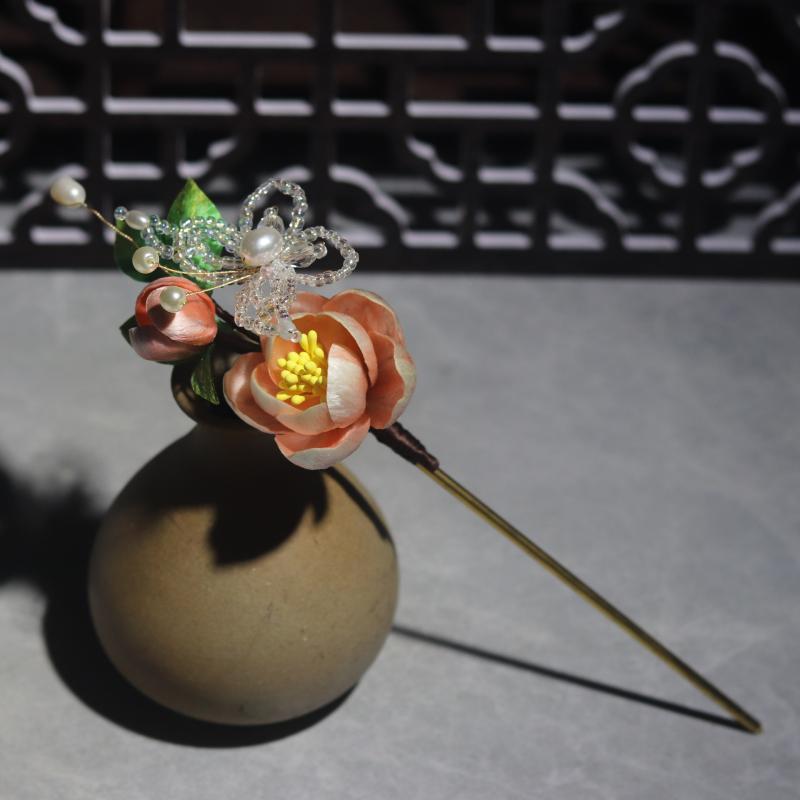 かんざし 伝統工芸 新中華風 絨花 牡丹 花モチーフ パール 和装小物 普段使い 結婚式 成人式 パーティー ヘアアクセサリー 髪飾り 古典風 高級感