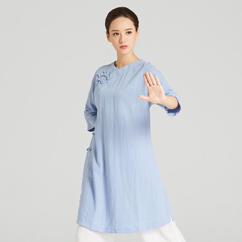 太極服 レディース 春夏 曲がった襟 前合わせ リネン 麻原料品 通気性 上下仕掛ける 武術服 太極拳服 読み合わせる着 舞い躍る 読み合わせる 普段使い走り 制服 点火装置青色 サクラ色 緑であること