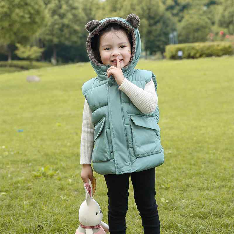 ベスト キッズ 男の子 女の子 ベビー 子供服 フード付き 厚手 裏ボア 裏起毛 暖かい 防寒 秋冬 ジップアップ ポリエステル アウター かわいい 普段使い 通園 通学 カジュアル