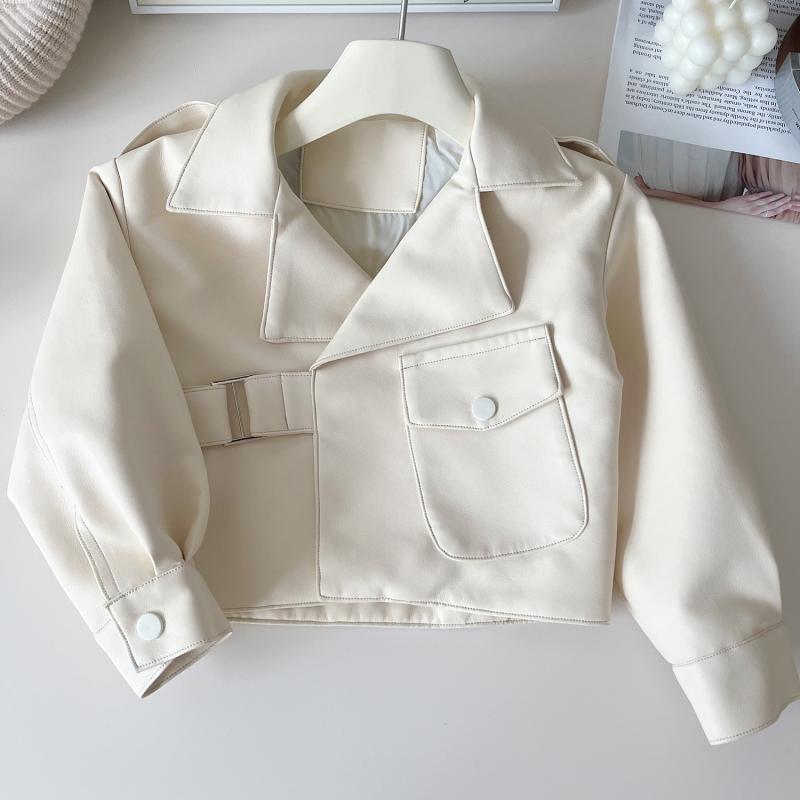 ジャケット 女の子 キッズ 子供服 フェイクレザー ライダースジャケット ショート丈 無地 お洒落 可愛い 韓国風 上品 通園 普段使い 羽織り 秋服
