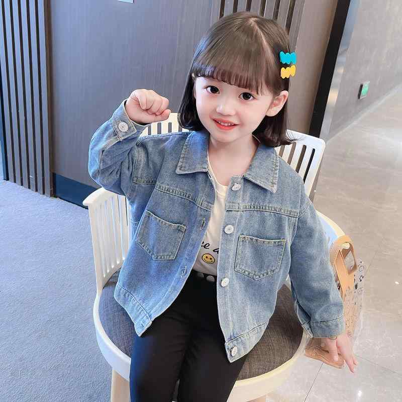 デニムジャケット 女の子 ベビー キッズ Gジャン 春秋 韓国風 無地 カジュアル シンプル おしゃれ かわいい 普段使い お出かけ 通園 通学 万能 羽織り ブルー 綿 コットン アウター