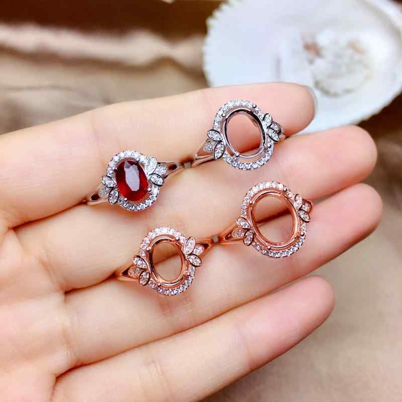 指輪 女性用 S925シルバー 18Kホワイトゴールドメッキ 18Kローズゴールドメッキ オーバルデザイン リング台座 空枠 オープンリング サイズ調整可能 上品な輝き 普段使い フォーマル対応 ファッションアクセサリー