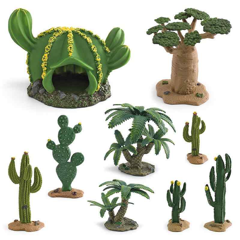 ジオラマ フィギュア キッズ 子供用 PVC製 リアル 植物模型 樹木 サボテン ツリーハウス ソテツ パンの木 知育 学習 情景 ミニチュア