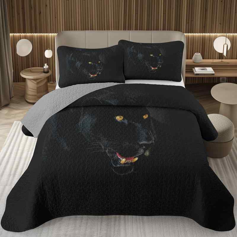 寝具 臥榻取りまかなう 三点書き割り 黒熊 黒いことベア 3Dデジタル刷り上げる キルティング産業 掛け布団取りまかなう 臥榻敷き布 毛の荒物柄 舎密学衣料繊維 北欧風 今めかしい 室内装飾 うつり変わり オール季節