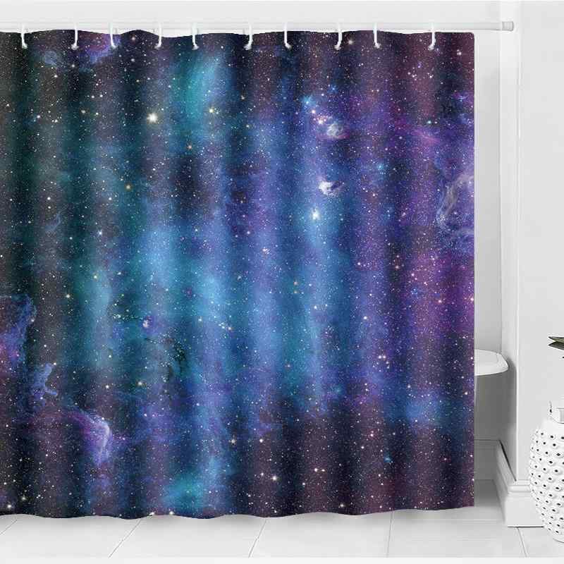 シャワーカーテン 宇宙柄 バスルーム 防水 滑り止めマット フロアマット セット ポリエステル 高級感 お風呂 洗面所 脱衣所