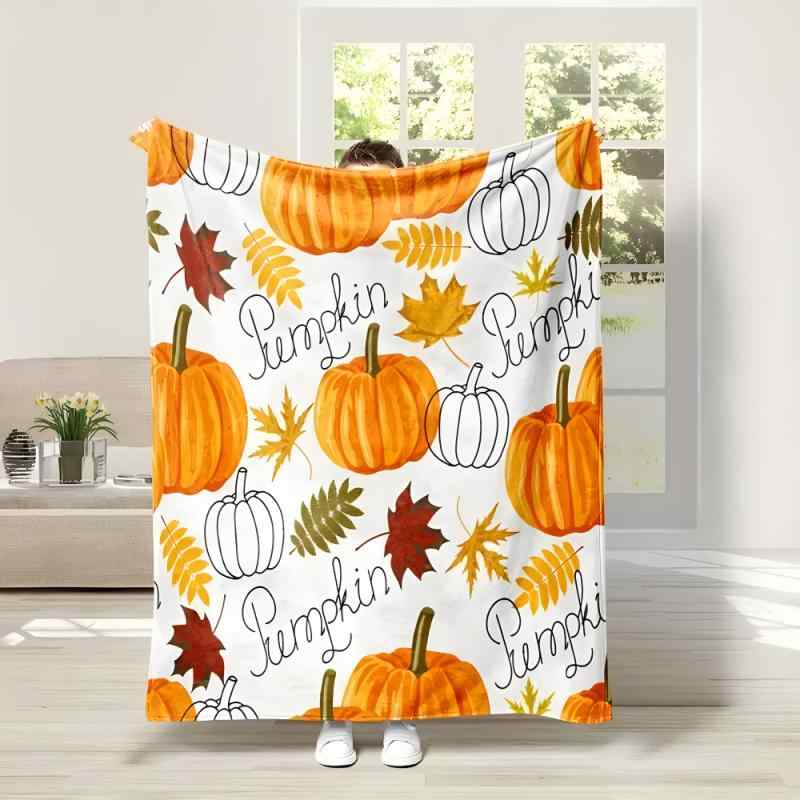 ブランケット フランネル毛布 ハロウィン パンプキン柄 ゴースト柄 ポリエステル ひざ掛け マルチカバー ソファカバー 昼寝用 大判サイズ アメリカン カジュアル 秋冬 インテリア リビング