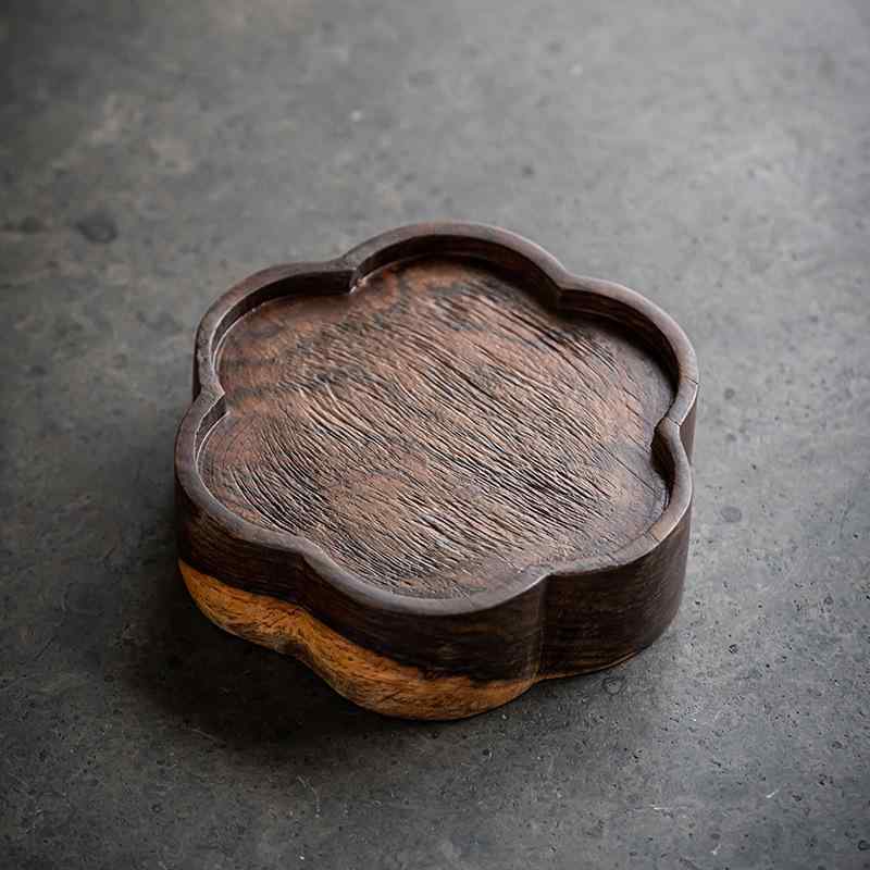 茶台 黒檀 無垢材 小茶台 ティーテーブル 乾式茶席 茶器台 茶盤 茶托 ティープレート 壺台 ポットスタンド 耐熱 断熱マット 天然木 和風モダン お茶用品