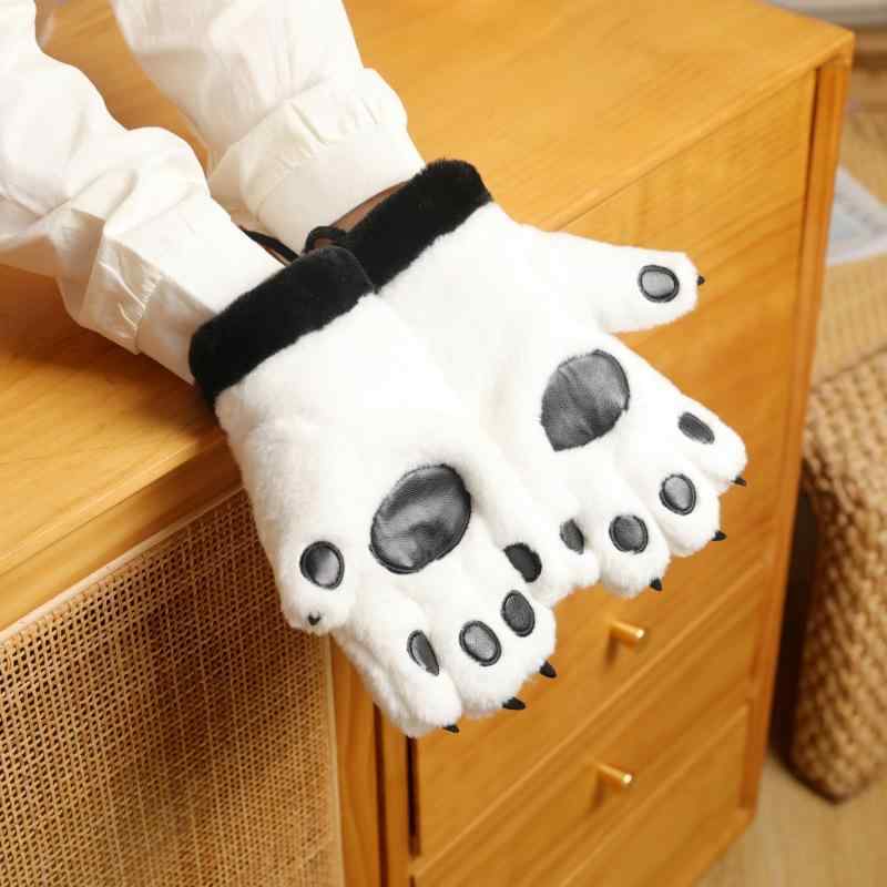 手袋 レディース 秋冬 猫モチーフ フルフィンガー グローブ かわいい 裏起毛 ボア あったか 防寒 ストラップ付き 学生 サイクリング 冷え対策 通勤 通学 カップル ペア ポリエステル