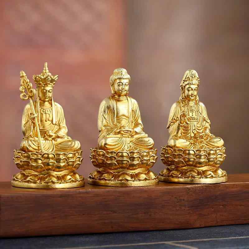 仏像 真鍮製 銅製 金色 小型 ミニ コンパクト 携帯用 守り本尊 御守り 置物 卓上 インテリア 10cm 釈迦如来 阿弥陀如来 薬師如来 地蔵菩薩 観音菩薩
