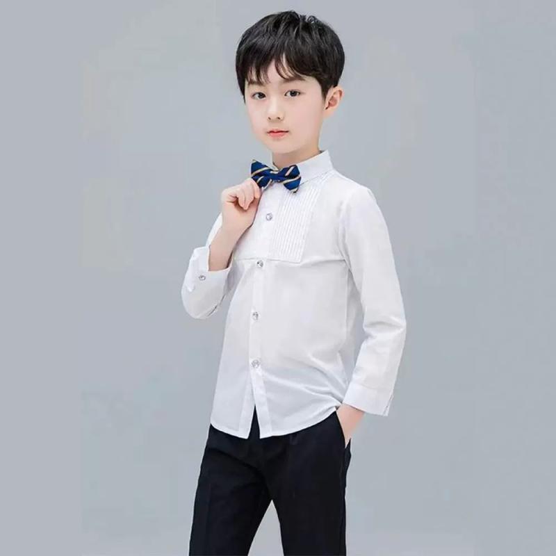 シャツ 男の子 小学生 春夏 テーラードカラー 白 ホワイト フォーマル ジャケット 発表会 式典 スクール 制服 上品