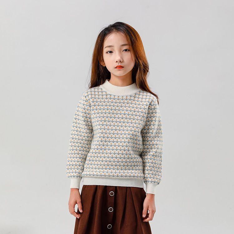 ニット 女の子 カシミヤ 丸首 クルーネック 長袖 プルオーバー 厚手 暖かい 花柄 ひまわり柄 キッズ ジュニア 秋冬 普段使い 通学 ソフトタッチ｜花りぼん 9,070円