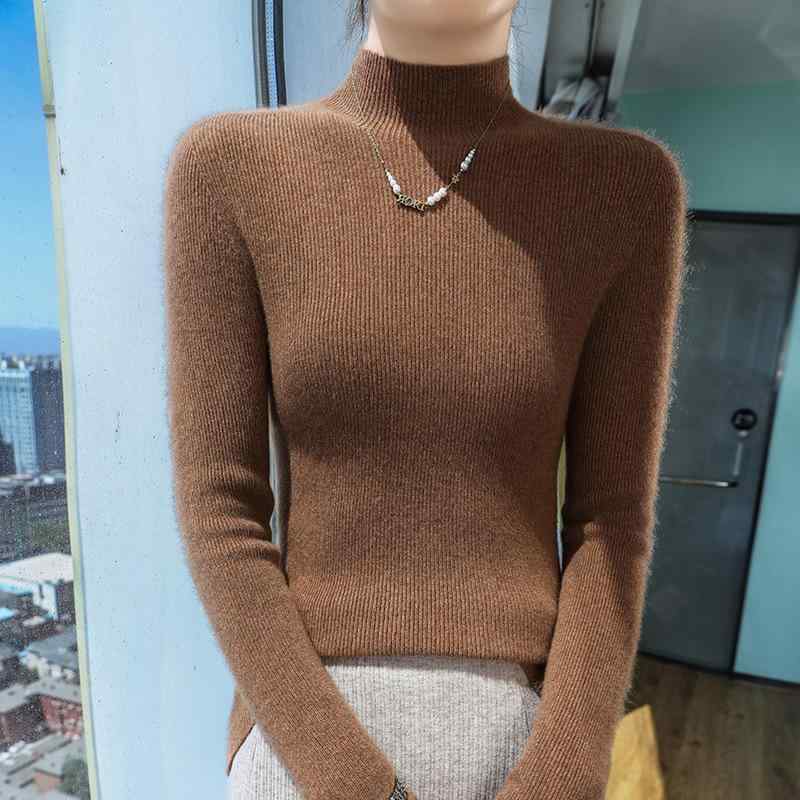 編み物 レディース 100%カシミール 秋冬 無地 肋材 モックネック ティーシャツ 肌付き 通い 執務室 心地よい 雅びやか 好いたらしいめ レギュラー填まる 中朦々たる 象牙色 黒いこと 赤銅色