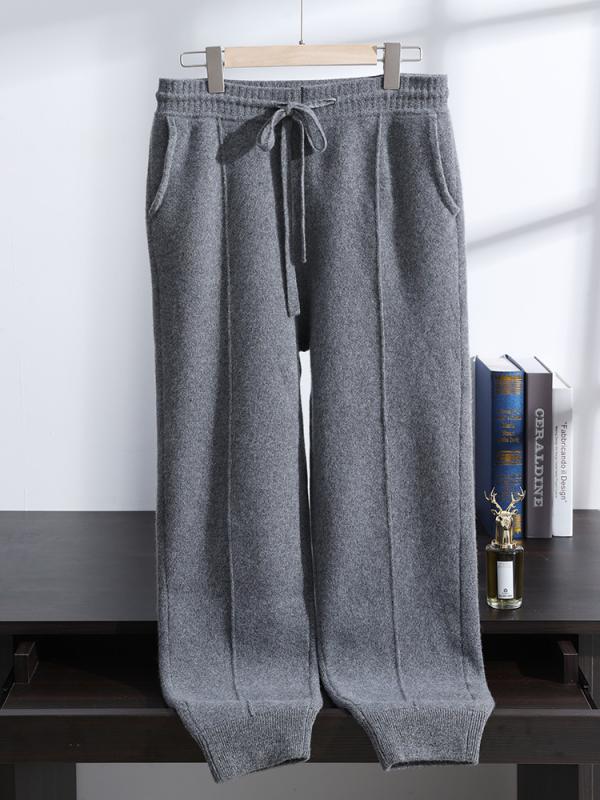 パンツ メンズ 男性用 100% カシミヤ ニット ジョガーパンツ 秋冬 厚手 保温 あったか センタープレス テーパード ハイウエスト リブ裾 伸縮性 無地 カジュアル 普段使い リラックス ボトムス 長ズボン 26,906円