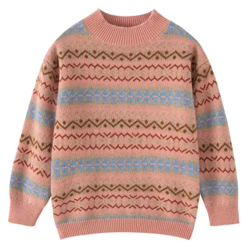キッズ 女の子 カシミヤ ニット セーター 長袖 セミハイネック 厚手 暖かい 秋冬 レトロ カジュアル 普段使い ソフトタッチ プルオーバー｜花りぼん