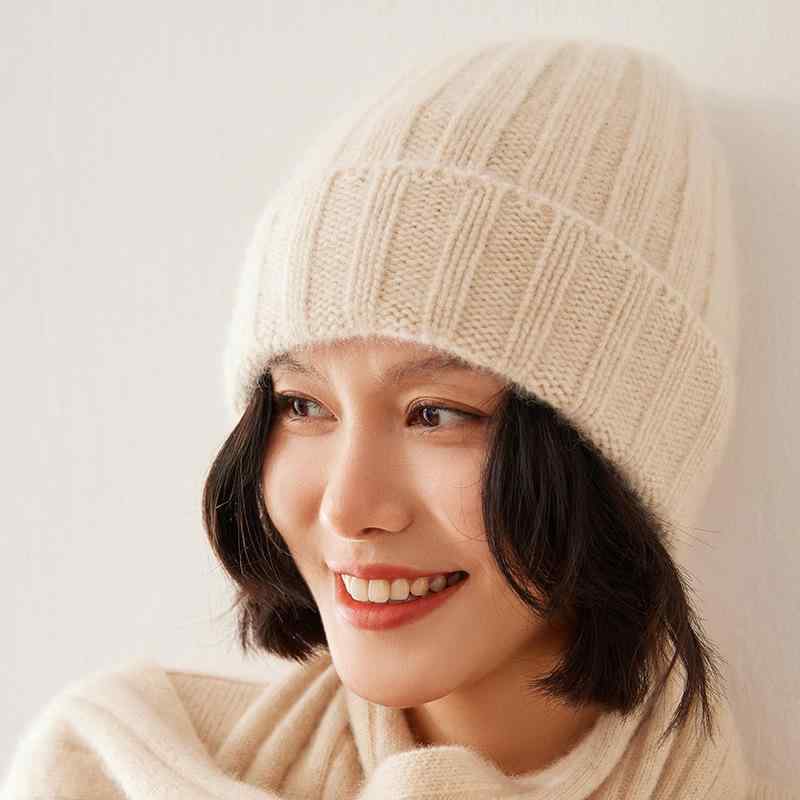 ニット帽 レディース 女性用 100%ピュアカシミヤ リブ編み 肉厚 上質 高級感 保温 防寒 防風 透湿 伸縮性 普段使い 秋冬 ビーニー ワッチキャップ