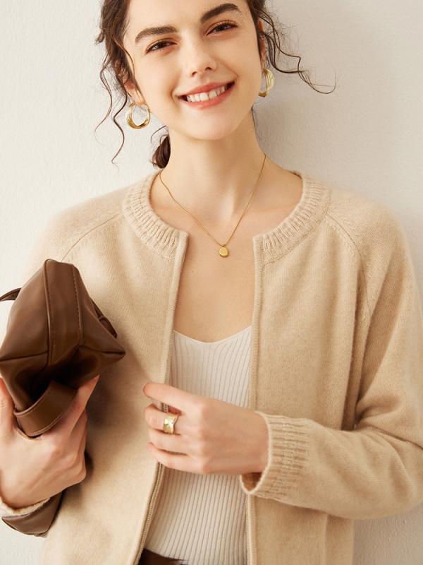 編み物 レディース 100%カシミール ジップアップ ジレー ラウンド素っ首 長袖 朦々たる ゆったり 厚地の外套大きさ 韓国風 分かりやすい 通い 冬 トップス 羽織り