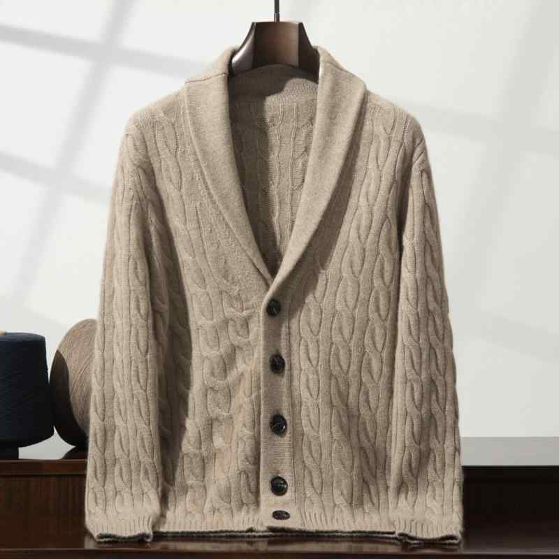 カーディガン メンズ カシミヤ 厚手 ショールカラー 長袖 無地 ゆったり リラックスフィット ソフトタッチ 肌触り良い 大きいサイズ 秋冬 カジュアル 普段着|花りぼん
