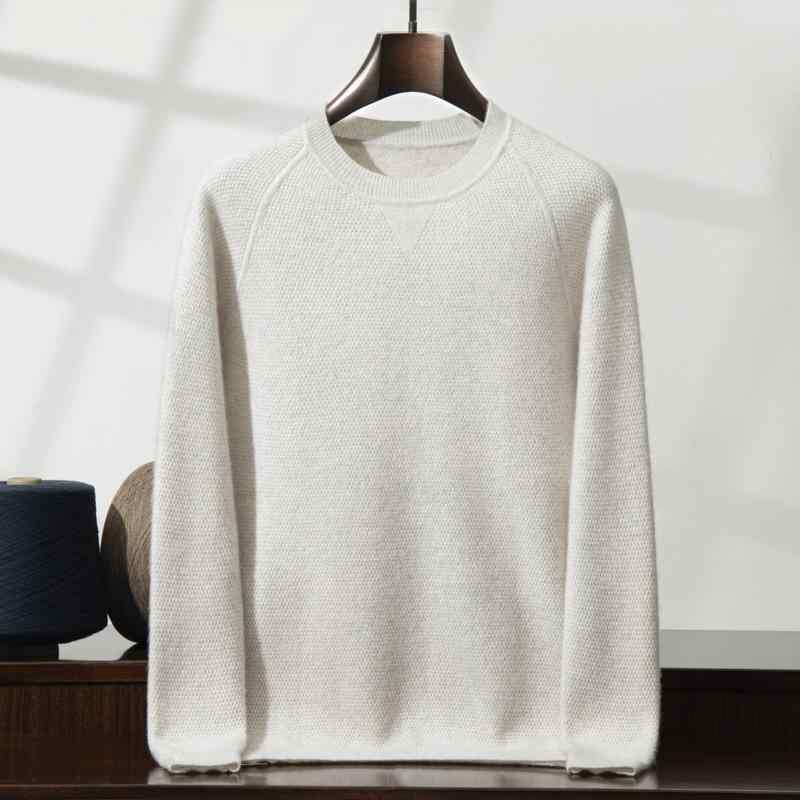 ニットセーター メンズ 男性用 カシミヤ クルーネック 丸首 ゆったり オーバーサイズ 保温 暖かい 防寒 厚手 カジュアル 普段使い インナー トップス 秋冬