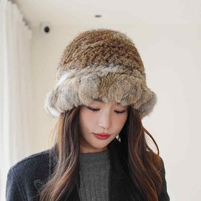 バケットハット レディース 女性用 ラビットファー 兎毛 もこもこ ふわふわ 厚手 保温 防寒 防風 小顔効果 耳当て付き あったか 秋冬 ハット 帽子 カジュアル 普段使い デイリー ベージュ アイボリー グレー ブラック ピンク ブラウン