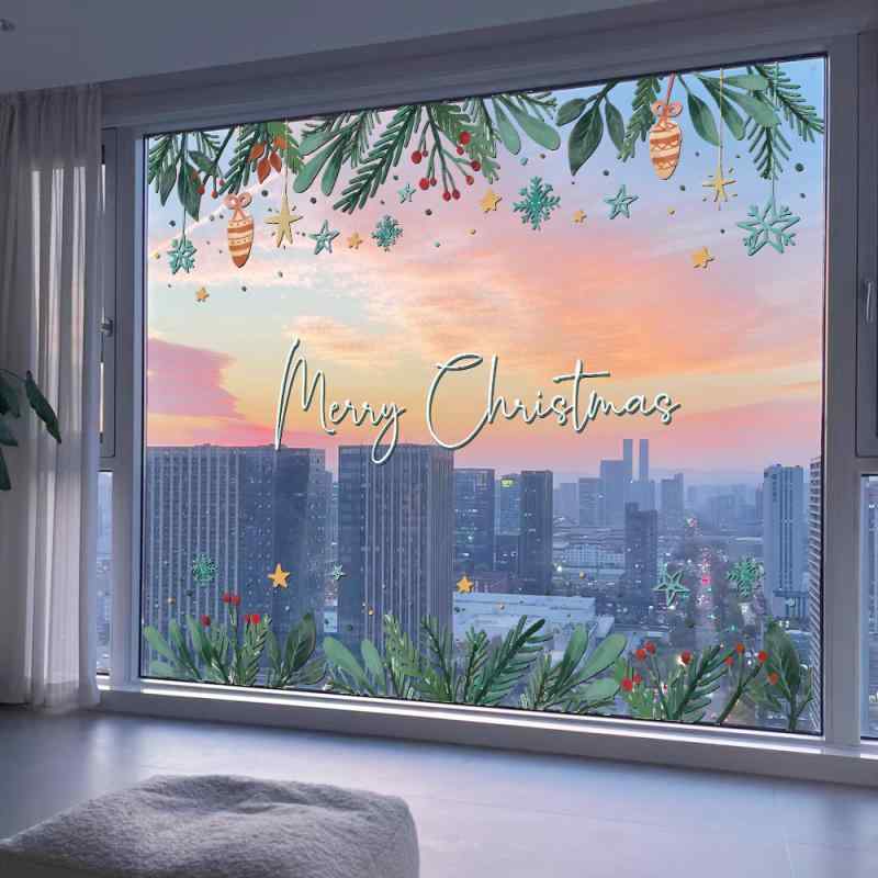 ウォールステッカー クリスマス 新年 文字記号 静電判子 窓硝子用 バス発着場 見せびらかす 飾りつけ でき事 PET製 貼るだけ