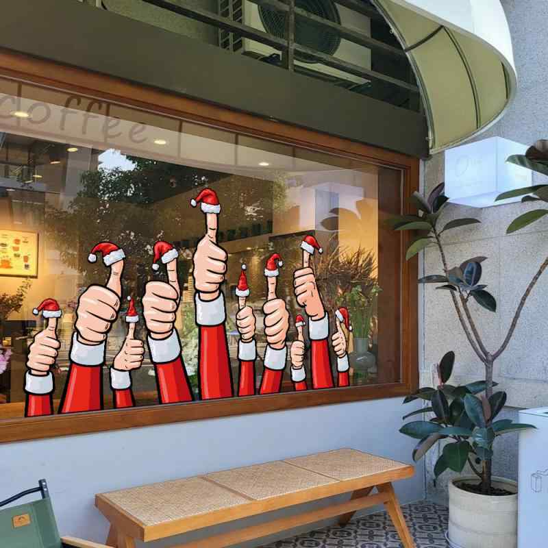 窓用シール 新年 クリスマス 店舗 ショーウィンドウ ドア ディスプレイ 静電気 両面 透明 カラフル UVプリント おしゃれ デコレーション 飾り PVC製 ウィンドウステッカー