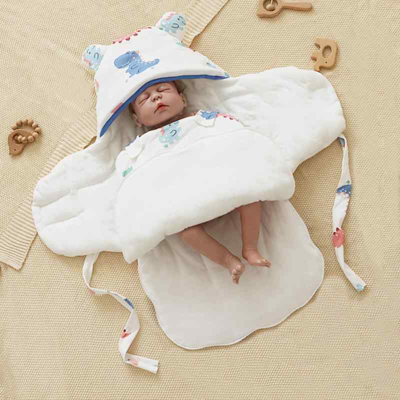 おくるみ スリーパー ベビー 新生児 赤ちゃん 秋冬 厚手 純綿 コットン ゆったり 一体型 防寒 ぐっすり安眠 スワドル 裾ファスナー 動物柄 恐竜 いちご リーフ