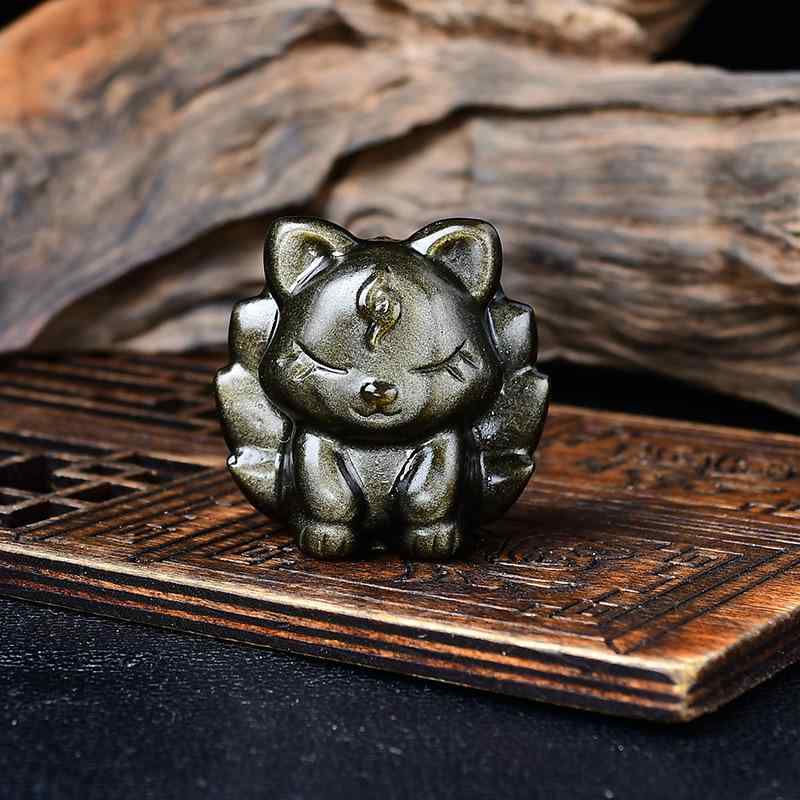 天然石エンジェルライトの九尾狐 置物 彫物NO.071813 天然石エンジェル