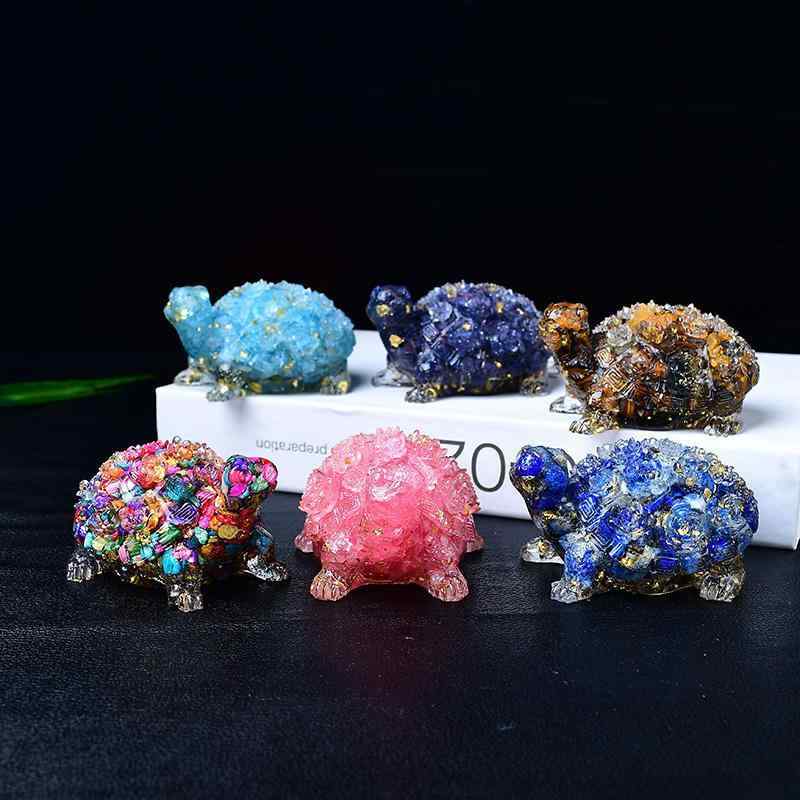 ローズクォーツ カメの置物 亀の形の宝石の置物 ローズクォーツ レッドオニキス 亀 手彫り